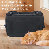 Lightweight Waterproof Cat Carrier - Foldable Design w/Full Cover for Security, Includes Collapsible Bowl, Black