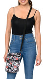 Disney Crossbody Bag Mickey & Minnie Mouse All Over Print Travel Passport (Grey)