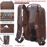Masa Kawa Leather 15.6" Laptop Backpack for Men Convertible Briefcase Backpacks Expandable Vintage Business Work Travel Rucksack Daypack, Brown