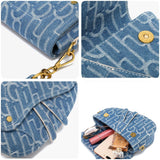 ONE2MAY Denim Saddle Bag Clutch Purse Shoulder Handbag for Girls Women Trendy Design Satchel Bags Crossbody bag Denim Purse