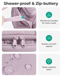 BAGSMART Toiletry Bag for Women with Dual-Padded Handles, Puffy Lightweight Makeup Bag for Makeup Accessories, Brushes Set, Travel-Sized Container, Camel