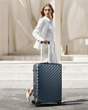 LUGGEX 24 Inch Luggage with Spinner Wheels, KVC Expandable Hardside Medium Checked Suitcase (EX-Core, Navy, 24 Inch, 70L-76L)