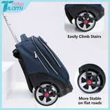 NEW TILAMI 19 inch Rolling Backpack Teens Rolling Backpack Cute Wheeled Laptop Backpack Bookbag Roller Travel Bag College, Navy Blue