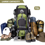 Night Cat Hiking Backpacks 70L Camping Backpacking Packs for Men Women Lightweight Outdoor for Mountaineering Traveling, No Internal Frame