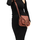 Indian Hando Art 9 inch Women Leather Cross-body Shoulder Bag Satchel Ladies Purse Genuine Multi Pocket Saddle Vintage Handmade Travel
