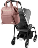 Skip Hop Diaper Bag Backpack: Mainframe Large Capacity Wide Open Structure with Changing Pad & Stroller Attachement, Dusty Rose
