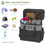 WOLT Dog Travel Bag Dog Bag for Traveling and Supplies with 2 Collapsible Bowls, 2 Food Containers, 1 Place Mat, Grey