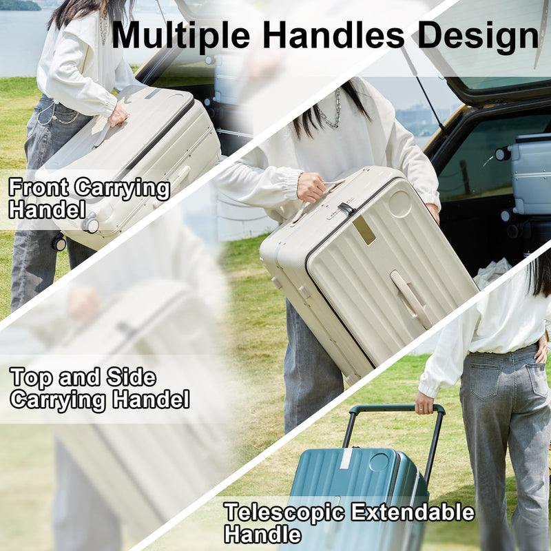 Hanke Carry On Luggage, Suitcase with Wheels Multifunctional 26 Inch Checked Luggage Hard Shell Suitcases Large Suitcase Travel Luggage for Women & Men Rolling Luggage Bags for Weekende