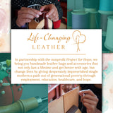 Life-Changing Leather Simple Crossbody Handbag Small Women Men Festival Bag Ethical Eco-Friendly Handmade Purse 100% Genuine (Cafe)