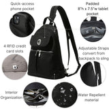 Baggallini Naples Convertible Backpack - Travel Sling Crossbody - 12" Nylon Handbag w/ RFID & Padded Tablet Sleeve