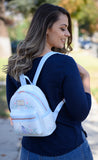 Loungefly Eeyore Mini Backpack Handbag Floral Print Double Strap Shoulder Bag (Blue, Eeyore)