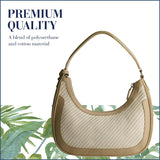 Tommy Bahama Hobo Bag, Women's Mini Handbag with Zip Closure and Woven Design, Tan/White
