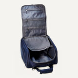 Amazon Basics Underseat Carry-On Luggage with Wheels and Handle, 14" Rolling Travel Bag, Fits Overhead Bins, Organized Compartments, Navy