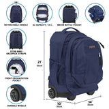 JanSport Driver 8 Rolling Backpack - Wheeled Travel Bag with 15-Inch Laptop Sleeve, One Size, Russet Red