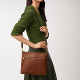 Fossil Women's Fiona Leather Small Crossbody Purse Handbag, Brown (Model: ZB7668200)