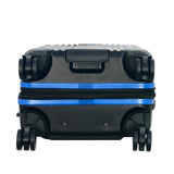 Olympia USA Apache II 22 Inch Expandable Rolling Carry On Lightweight Hardside Double 4 Wheel Spinner Luggage Suitcase with Locking System and Hidden Laptop Compartment, Black/Blue