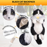 Chongker Stuffed Realistic Cat Plush Backpack, Soft Cat Shaped Backpack with Detachable Straps, Cute Purse Enough Room to Hold Keys, Wallet & Cosmetics, Ideal Gift for Girls,Black