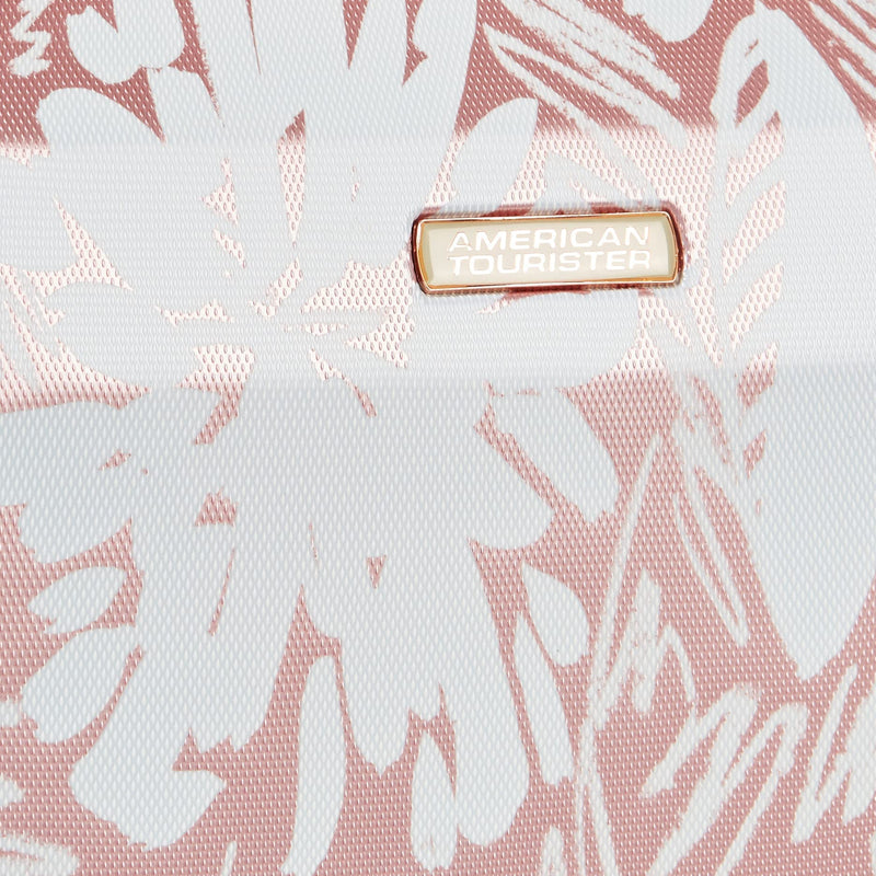 American Tourister Moonlight Hardside Expandable Luggage with Spinner Wheels, Ascending Gardens Rose Gold, Checked-Medium 24-Inch