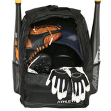 Athletico Youth Baseball Bag - Bat Backpack for Baseball, T-Ball & Softball Equipment & Gear | Holds Bat, Helmet, Glove | Fence Hook (Black)