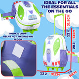 Disney Toy Story 2-in-1 Buzz Lightyear Carry On Luggage 18” Rolling Kids Mini Suitcase with Wheels & Handle 16L, Lightweight Travel Bag Gifts for Kids