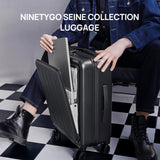 NINETYGO Carry On Luggage 22X14X9 Airline Approved with Front Pocket, 20 Inch Luggage with Front Compartment, Expandable, Double Spinner Wheels, Hardsided PC, TSA Lock (Midnight Black, Seine Max)