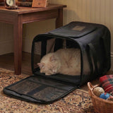 Conlun Cat Carrier Airline Approved, Soft-Sided Dog Carrier with Inner Safety Leash, Pet Transport Carrier for Small-Medium Cats Puppies up to 15 Lbs, Collapsible Travel Kitten Carrier Bag -BlackM