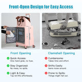 advwin 20" Carry-On Luggage with Seat for Kids & Adults, Lightweight Hardside Ride-On Suitcase with Front Opening, TSA Lock, 360° Spinner Wheels (Pink, 20-inch)