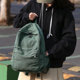 AFGWK Vintage Canvas Backpack for Women Grunge Hippie Cute Boho School Backpack Casual Y2K Aesthetic Backpack (Green)