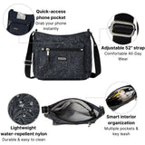 Baggallini Uptown Bagg - 9.5" x8.25“ RFID Crossbody Purse, Lightweight Water-Repellent Nylon Travel Bag for Women
