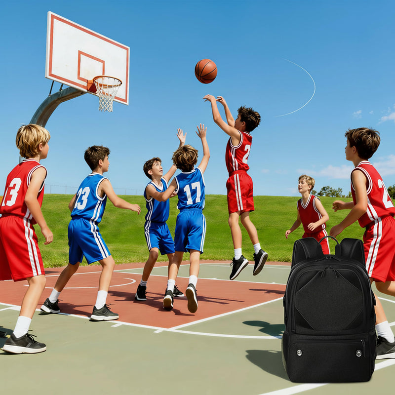 YHXONEOK Basketball Bag, Basketball Backpack with Ball Holder & Shoes Compartment for Soccer Ball Volleyball Football, Large Sports Equipment Bag Backpack for Son Daughter Men Women Black