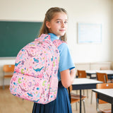 KingCheer Cute Kids Backpack for Girls and Boys Lightweight School Bag for Preschool, Primary,Teenage & Elementary Students Bookbag for Kids Aged 6-12(17inch, Pink Dinosaur Upgrade)