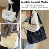 Womens Casual Corduroy Tote Bags with Multiple Pockets Fashion Hobo Crossbody Bag Travel Shoulder Bags Cute Purse Handbag (White)