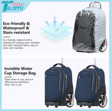 NEW TILAMI 19 inch Rolling Backpack Teens Rolling Backpack Cute Wheeled Laptop Backpack Bookbag Roller Travel Bag College, Navy Blue