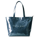 KALIDI PVC Zipper Tote Bag, Kraft Paper Beach Bag Large Hobo Carry All Travel Shopping Handbag Plastic Shoulder Bag (Dark Blue)