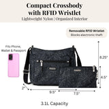Baggallini Uptown Bagg - 9.5" x8.25“ RFID Crossbody Purse, Lightweight Water-Repellent Nylon Travel Bag for Women