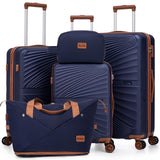 Eeeza Luggage Sets 5 Piece, Suitcases with Wheels, ABS Hard Case Luggage with TSA Lock Spinner Wheels, Carry On Luggage Set (20/24/28 inch)