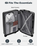 Coolife Luggage PC+ABS Hardshell Suitcase with TSA Lock, Spinner Checked Lightweight (grey, M(24IN))