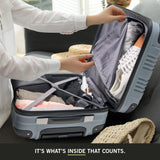 Kenneth Cole REACTION Out of Bounds Lightweight Hardshell 4-Wheel Spinner Luggage, Granite Blue, 28-Inch Checked