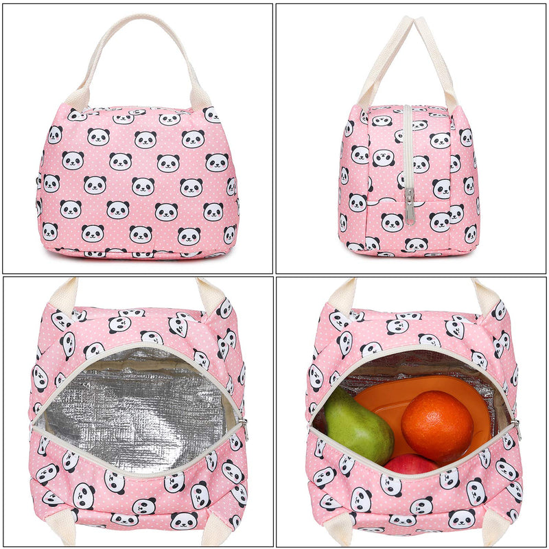 abshoo Lightweight Cute Panda Backpacks for Girls School Backpacks With Lunch Bag (Panda Pink Set)