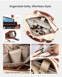 LOVEVOOK Tote Bag for Women, Expandable Laptop Work Bag 15.6 Inch, 33L Large Travel Handbag with 40oz Tumbler Holder, TSA, Chic Designer Style Contrast