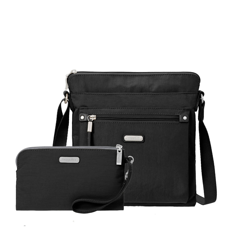 Go Bagg with RFID Wristlet - Lightweight 10.75"x10" Travel Purse Crossbody Bag for Women