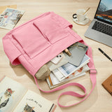 KALIDI FANCY FOREST Canvas Messenger Bag for Women Men, Large Crossbody Bag for College Work Travel Daily, Pink