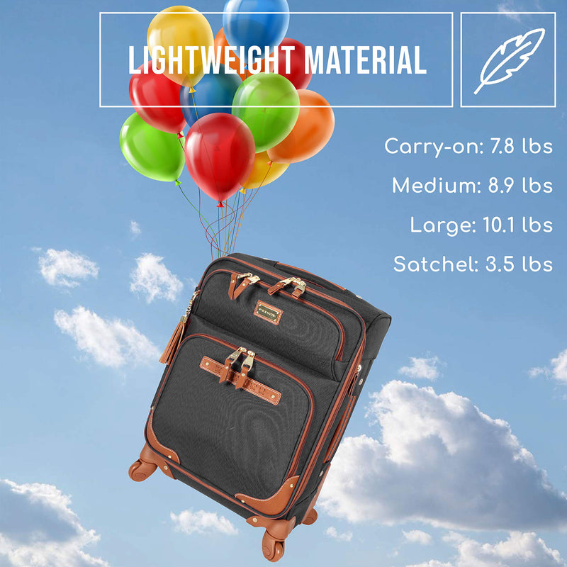 Steve Madden Designer Luggage Collection - Lightweight Softside Expandable Suitcase for Men & Women - Durable 20 Inch Carry On Bag with 4-Rolling Spinner Wheels (20in, Global Black)