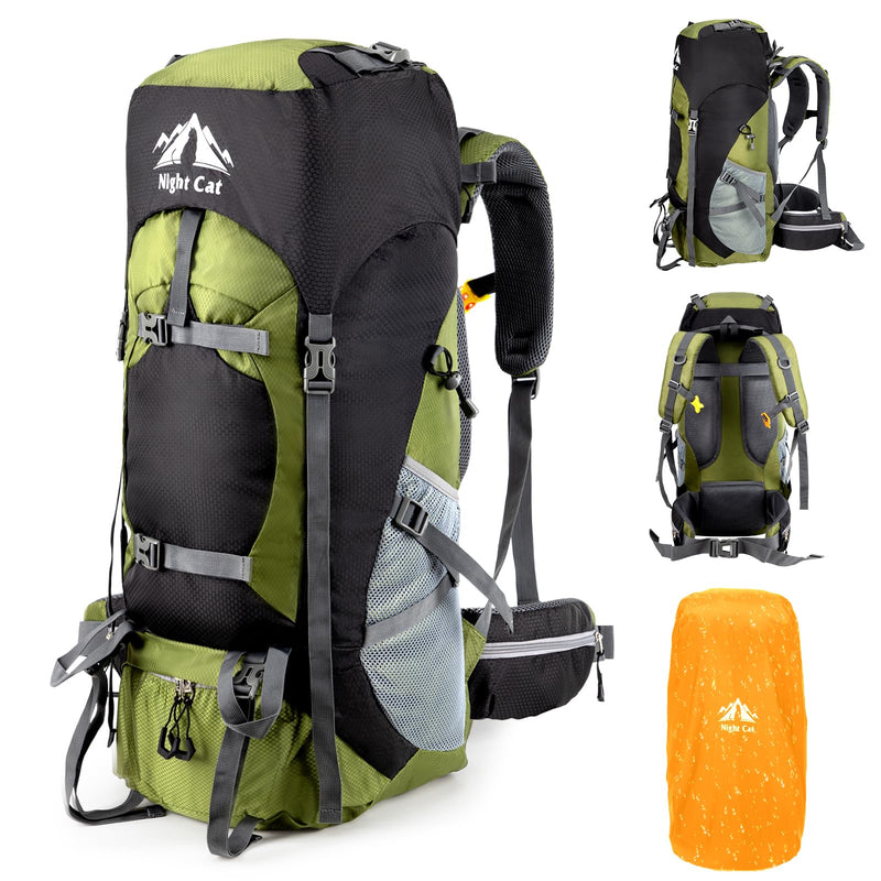 Night Cat Hiking Backpacks 70L Camping Backpacking Packs for Men Women Lightweight Outdoor for Mountaineering Traveling, No Internal | Backpacks4Less