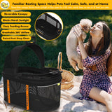 PAWZIDEA Portable Small Dog Crate for Car Travel up to 33lb, Enclosed Dog Car Seat Soft-Sided, Escape-Proof Reversible No-Zip Canopy, Foldable Pet Carrier Seatbelt for Small Medium Puppy & Cats Kennel