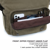 Dasein Large Vintage Canvas Messenger Shoulder Bag, Army Green, 15in Laptop Capacity