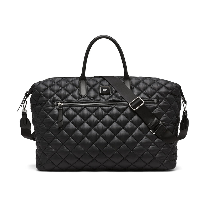 DKNY Women's Lyla Quilted Weekender Bag, Medium, Black/Black