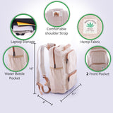 Anitya Hemp Backpack, Multi-Functional Pockets, Eco-Friendly, Unisex, Hiking Daypack, Durable Rucksack (AHLB05)