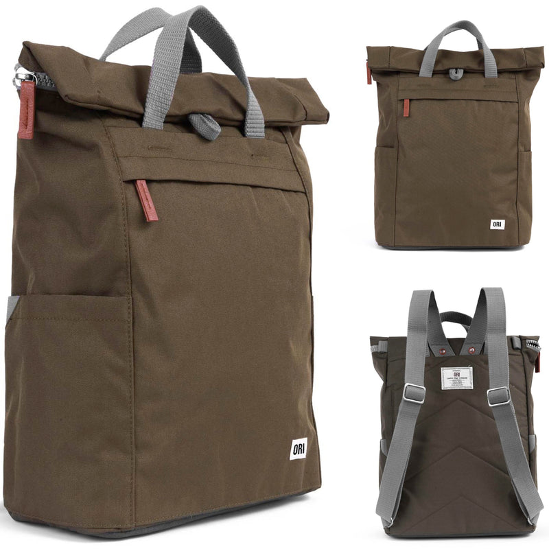 ORI LONDON Travel Backpack - Large Water-Resistant Nylon Rolltop Laptop Backpack for Men & Women - The Finchley - Moss