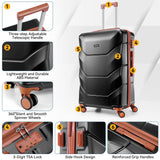 Hoteel Luggage Sets 3 Piece, 4-Year Warranty, Durable Suitcase Set with Spinner Wheels, ABS Hard Shell Lightweight Luggage with TSA Lock, Large Checked Travel Suitcases, Black(20/24/28)
